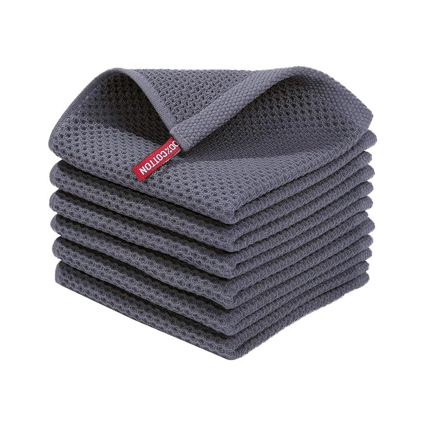 100% Cotton Waffle Weave Kitchen Dish Cloths(6-Pack)