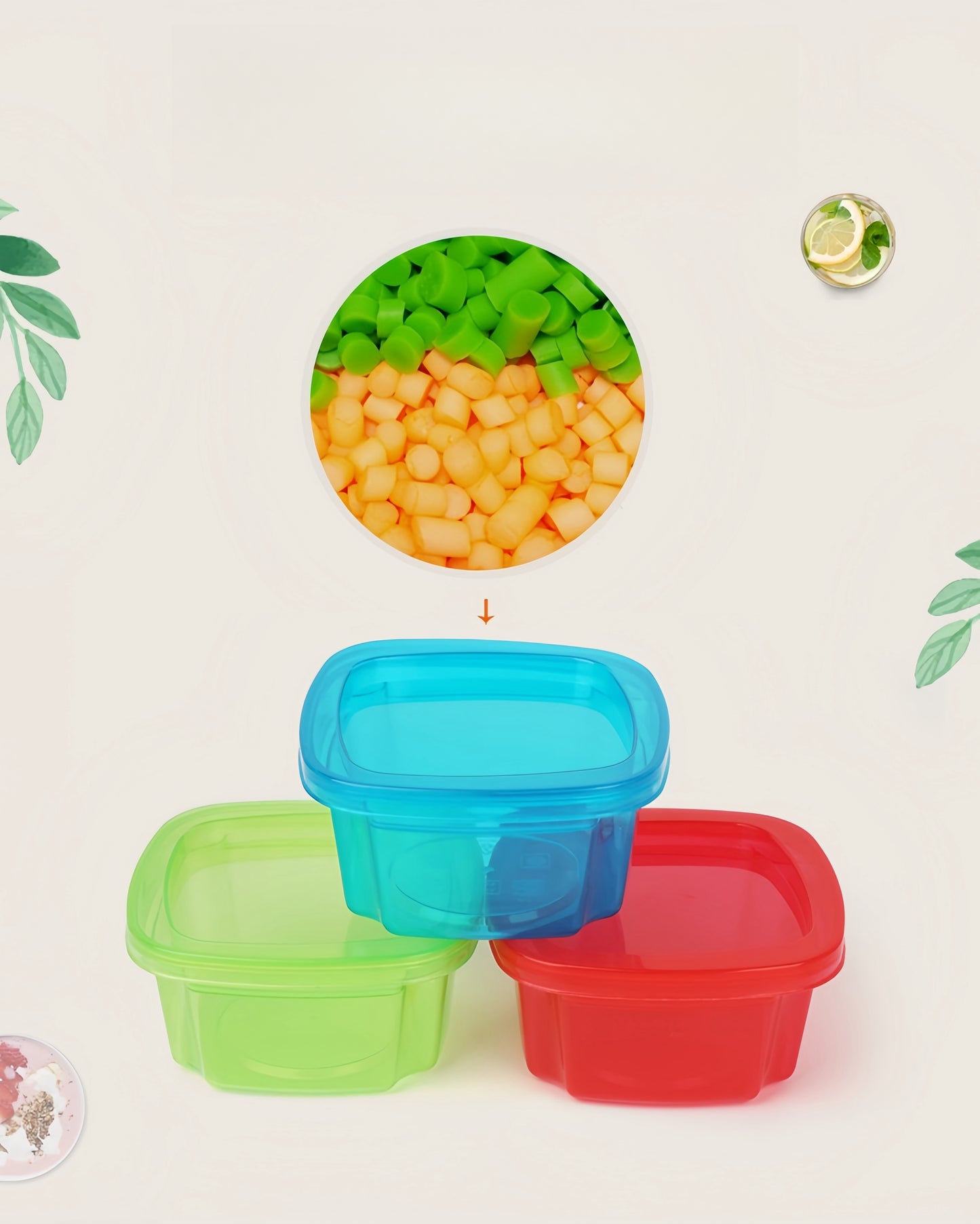 Go Baby Food Storage Containers - 3 Pack, Multicolored  Stackable Snack Containers