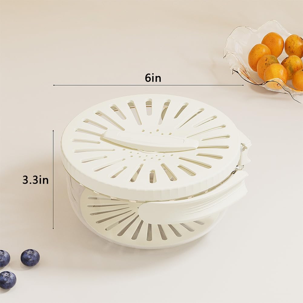 Fruit Drain Basket with Lid Foldable Handle, Fruit Strainer Colander Bowl, Kitchen Draining Basket