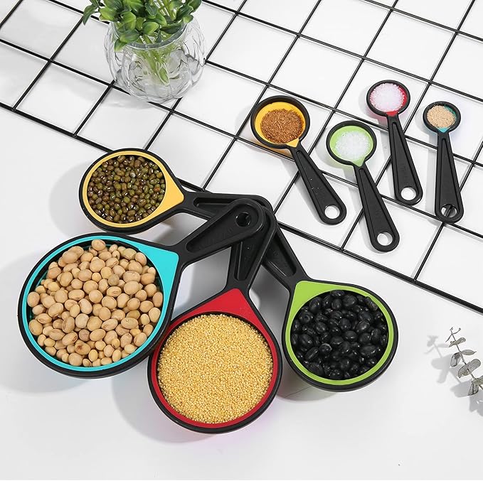 Collapsible Silicone Measuring Cups and Spoons Set 8-Piece